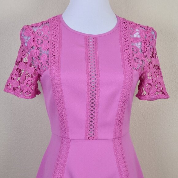 ASOS Crochet Lace Fit and Flare Pink Dress - 4 - Picture 2 of 10